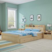 米 童 giường gỗ rắn giường đôi 1.8 giường thông phòng ngủ trẻ em giường giường đơn giản giường 1.5 giường lưu trữ