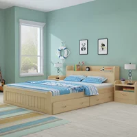 米 童 giường gỗ rắn giường đôi 1.8 giường thông phòng ngủ trẻ em giường giường đơn giản giường 1.5 giường lưu trữ mẫu giường gỗ