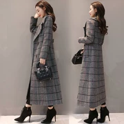 Áo len dài nữ mùa đông 2018 mới của Hàn Quốc phiên bản của eo áo kẻ sọc dày đầu gối áo