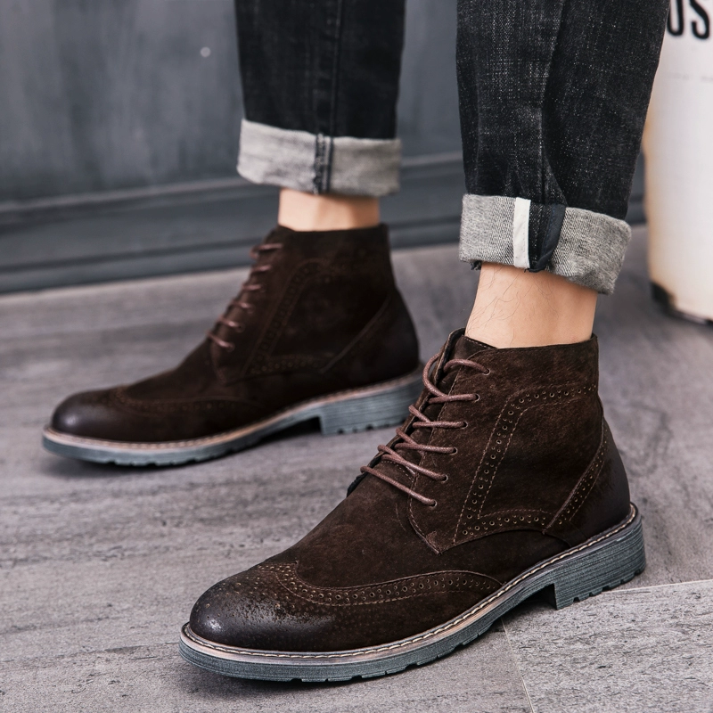 Giày nam mùa xuân Martin phiên bản Hàn Quốc của xu hướng giày công cụ hoang dã da trung giúp giày nam da lộn Giày da nam cao cấp của Anh - Giay cao