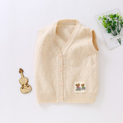 Áo len mới nam giới và phụ nữ bé len áo len Một lớp bé cardigan vest triều mùa xuân và mùa thu cotton mỏng vest