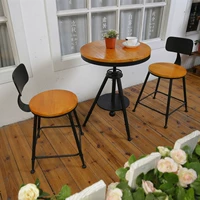 Уличный комплект для отдыха, журнальный столик из натурального дерева, чай с молоком, стульчик для кормления, кованое железо, 3 предмета