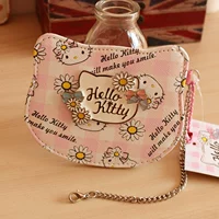 Tươi và đáng yêu hello kitty chữ màu hồng kẻ sọc daisy ngắn ba chiều phụ nữ giao thông thẻ gói thẻ bộ bóp đựng tiền