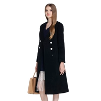 Sê-ri đen tiêu chuẩn Châu Âu áo len đôi cổ chữ V 1HH4340900 áo khoác da nữ cao cấp