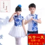 Trang phục trẻ em bằng sứ màu xanh và trắng học sinh tiểu học và trung học hợp xướng quần áo biểu diễn quần áo phong cách Trung Quốc trang phục hợp xướng thiếu nhi đồ trẻ em đẹp