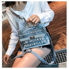 2018夏季新款女士包袋PVC正梯形证件袋青年单肩斜挎手提带盖袋全