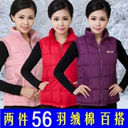 Phụ nữ trung niên mới mùa đông xuống áo vest cotton dày vest vest vest trung niên áo khoác mẹ in