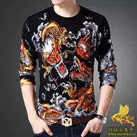 Mùa thu người đàn ông trẻ của phần mỏng in Hàn Quốc áo len dài tay dệt kim cashmere áo len nam dài tay T-Shirt nam quần áo blazer nam