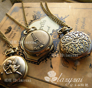 Small Retro Pocket Watch, NECKLACE, Bronze Sweater, WHOLESALE