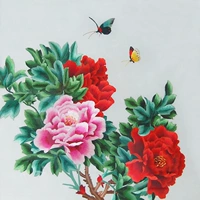 Nổi tiếng cổ thêu nghệ thuật thêu thêu diy kit người mới bắt đầu handmade sơn trang trí bướm tình yêu hoa mẫu đơn 35 * 35 CM tranh thêu đồng hồ treo tường