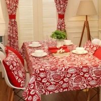 Красная хлопковая современная ткань, праздничнный журнальный столик