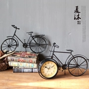 Nước Mỹ retro đơn giản rèn sắt xe đạp đồng hồ trang trí bàn trang trí thủ công quà tặng