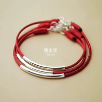 Cuộc sống chậm sterling bạc vòng đeo tay nữ retro bện vòng chân bạn gái sinh viên năm nay dây đỏ đôi mỏng tay dây thừng sáp vòng tay tỳ hưu