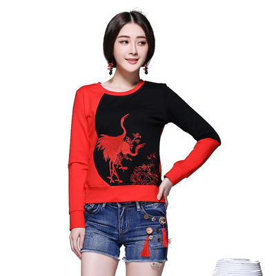 taobao agent 妃嬛 Ethnic short sweatshirt, ethnic style, with embroidery