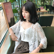 Mùa hè ăn mặc của phụ nữ Hàn Quốc phiên bản của đoạn dài nhỏ tươi lỏng tính khí ren kem chống nắng áo sơ mi voan áo blouse jacket coat áo sơ mi họa tiết nữ