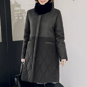 Khuyến mãi 2017 mùa đông mới dành cho nữ phiên bản Hàn Quốc của chiếc áo len dài đính cà vạt dài khâu áo khoác mẹ size lớn - Trung bình và dài Coat