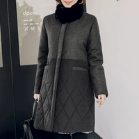 Khuyến mãi 2017 mùa đông mới dành cho nữ phiên bản Hàn Quốc của chiếc áo len dài đính cà vạt dài khâu áo khoác mẹ size lớn - Trung bình và dài Coat áo dạ ngắn
