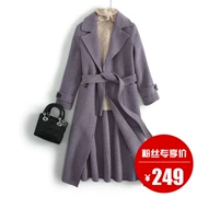 [Chống bán mùa] dài vành đai handmade Albaka alpaca hai mặt cashmere coat nữ JC-A6