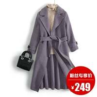 [Chống bán mùa] dài vành đai handmade Albaka alpaca hai mặt cashmere coat nữ JC-A6 áo ấm nữ