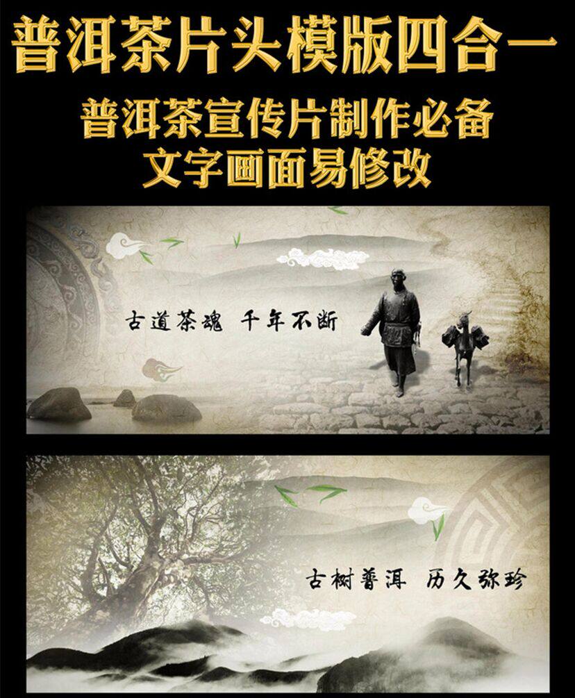 古典水墨中国风企业普洱茶 茶马古道 茶叶茶文化 宣传视频片头AE模板-天天素材网