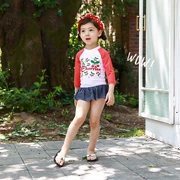 Hàn Quốc phiên bản Hàn Quốc của Han Fan đồ bơi trẻ em gái bé lớn tay áo dài chống nắng ấm váy chia váy - Bộ đồ bơi của Kid