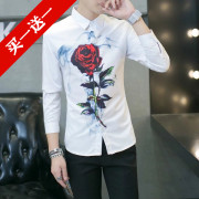 2018 người đàn ông mới của hoa hồng trắng áo sơ mi Hàn Quốc thời trang mỏng phổ biến thanh niên ưa thích áo sơ mi nóng bán