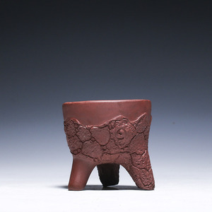 Oriental nồi rhyme Yixing cốc cát màu tím làm bằng tay tinh khiết nồi tím bùn tam giác stump cup cup