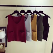 Mùa thu 2018 phiên bản Hàn Quốc mới của áo len cổ chữ V đan áo len nữ rộng rãi hoang dã áo len ngắn áo len hàng đầu