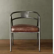Nước mỹ loại ghế ghế sắt rèn ghế ăn retro vòng tròn ghế nội thất dân cư giải trí ghế Châu Âu da ghế văn phòng