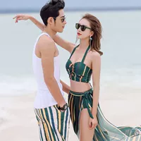 Cặp đôi đồ bơi mới 2018 Cặp đôi Hàn Quốc mẫu đôi đi biển gợi cảm Bộ đồ bơi đi biển đi biển set đồ đôi đi biển