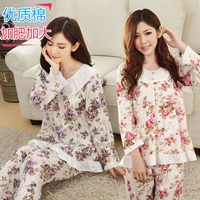 Bộ đồ ngủ cho bé gái mùa xuân và mùa thu dài tay cộng với phân bón XL cotton mỏng phần dịch vụ tại nhà phù hợp với mùa hè bộ mặc nhà trung niên