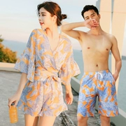 Cặp đôi đồ bơi bikini nữ che bụng đã mỏng Hàn Quốc mùa xuân nhỏ nước hoa quần bơi biển quần nam