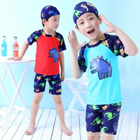 Детский купальник для мальчиков, штаны, раздельный динозавр, одежда, плавательная шапочка, в корейском стиле, Южная Корея