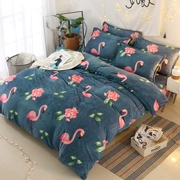 Giường ấm dày flannel bốn mảnh mùa đông san hô lông cừu hai mặt lông cừu nhung chăn bao gồm loại giường