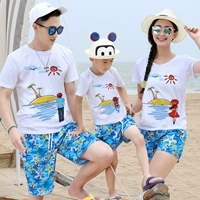 Một gia đình gồm ba chiếc quần đi biển cặp đôi cha mẹ trẻ con suối nước nóng quần short phù hợp với xu hướng nhanh khô cộng với phân bón XL nam - Quần bãi biển 	quần đi biển tập thể