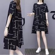 Châu âu trạm 2018 mới của Hàn Quốc phiên bản của phần dài của cotton dress nữ mùa hè màu đen kích thước lớn lỏng mỏng một từ váy