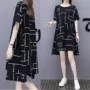 Châu âu trạm 2018 mới của Hàn Quốc phiên bản của phần dài của cotton dress nữ mùa hè màu đen kích thước lớn lỏng mỏng một từ váy váy liền chữ a