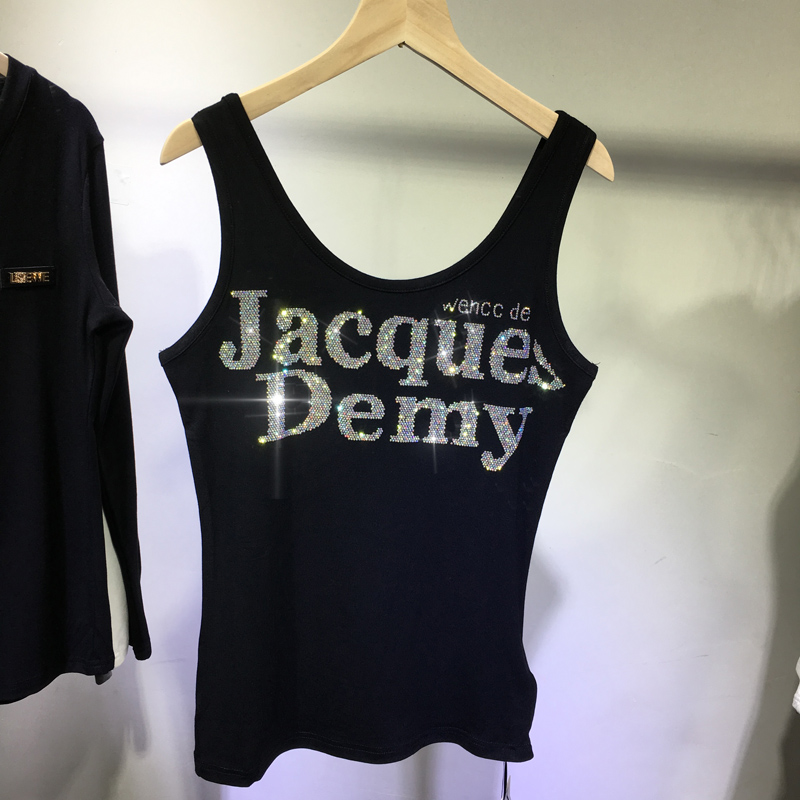 BlackEuropean goods heavy industry Hot drilling vest female Show thin black Versatile Small sling Built in Breast wrapping have cash less than that is registered in the accounts pure cotton Bottom up jacket