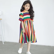 Váy bé gái mùa hè cotton mỏng cho bé phiên bản Hàn Quốc 2019 mới lớn cho bé váy mùa hè váy công chúa cầu vồng - Váy