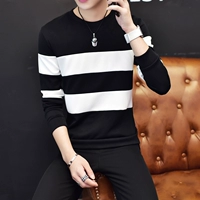 Học thu đông 2018 mới phiên bản Hàn Quốc của thời trang nam size lớn giản dị đẹp trai áo len dài tay cỡ lớn quần áo nam hoodie đen
