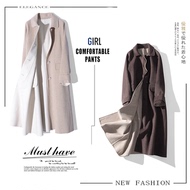 Hình bóng thanh lịch! Bên trong và bên ngoài màu sắc tương phản mùa đông dài len hai mặt nylon áo len áo khoác nữ mẫu áo dạ đẹp 2021