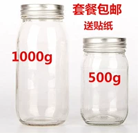 Бессвинцовая прозрачная бутылка, 1000г, 500г