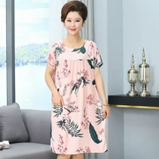 Áo cotton in hoa mùa hè cotton cotton cotton cotton cotton cộng với chất béo mỏng phần trung niên mẹ dịch vụ nhà mùa hè - Đêm đầm