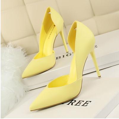 Yellow & Leatherbigtree white high-heeled shoes female spring 2019 new pattern genuine leather Women's Shoes Versatile girl Fine heel Sharp point Single shoes