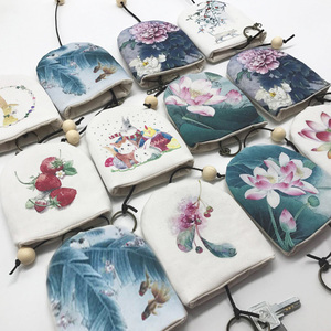 Gió cổ túi chìa khóa vải mặt dây chuyền túi lưu trữ túi phong cách Trung Quốc vẽ tay túi vải món quà retro nhỏ tươi