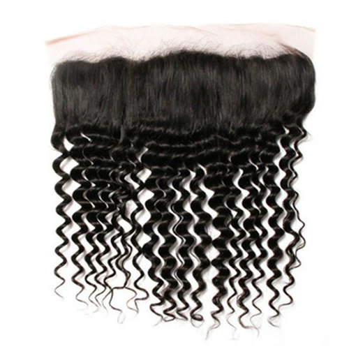 Кружевное закрытие передней части малазийской глубокой волны закрытие человеческих волос