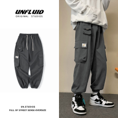 秋冬季工裝褲休閒褲男束腳褲寬鬆小腳褲子青少年學生百搭哈倫長褲潮