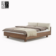 Bắc âu Nhật Bản phong cách gỗ rắn giường sồi óc chó màu đen hiện đại đồ nội thất tối giản 1.8 m đôi mềm giường ngủ