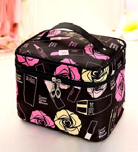 Large Lipstick RoseVertical section high-capacity portable letter Cosmetic Bag turn box Foldable Cosmetic Bag Cosmetics Storage bag