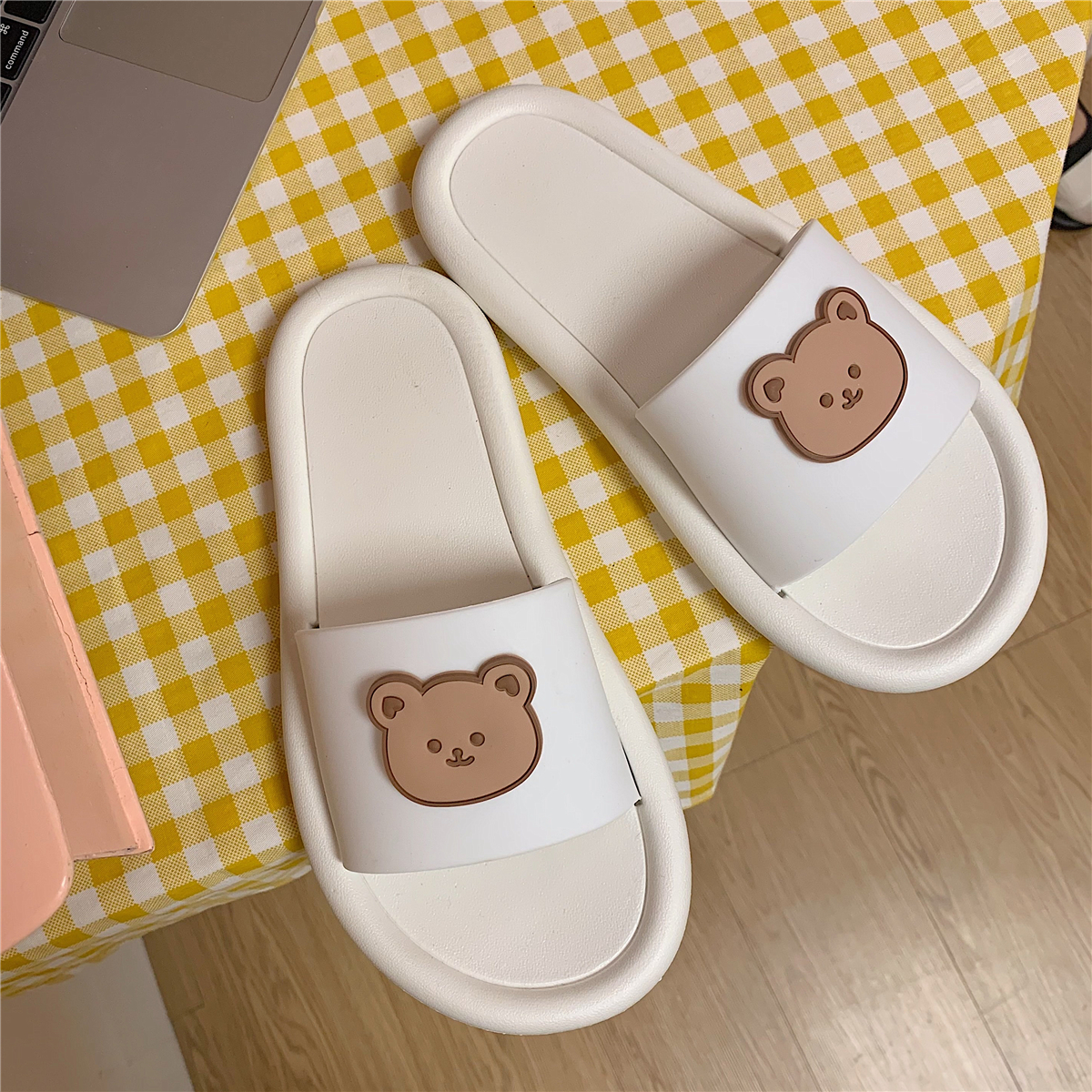 Graphic & Bear Head & WhiteSliver lovely Cartoon slipper female summer ins Girlish heart household non-slip Deodorization lovers Thick bottom Sandals Wear out